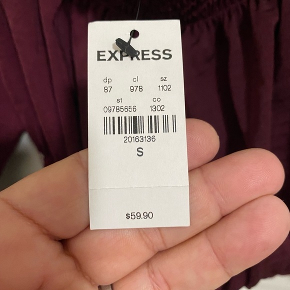 Express NET Long Sleeve cropped blouse Burgundy Size Small - Picture 4 of 6